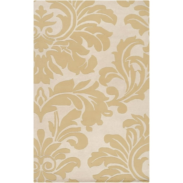 12 X 15 Falling Leaves Damask Pea Green And Creme Wool Area Throw Rug Walmart Com Walmart Com