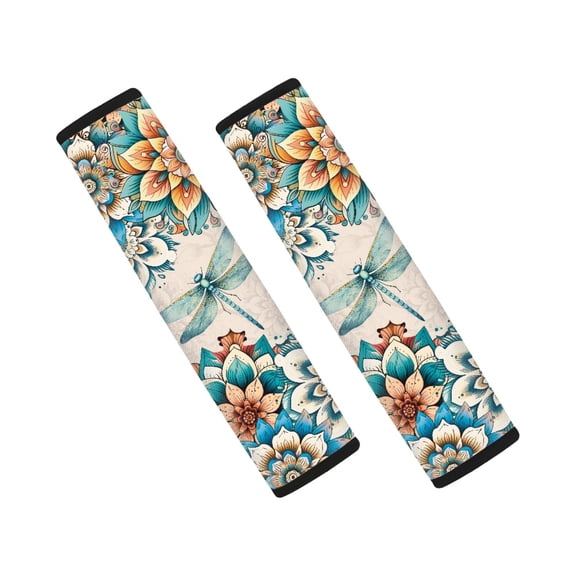 Chririnla Seat Belt Pad Comfort Composite SBR, Compatible with, Suitable for Vehicle, Dragonfly Floral