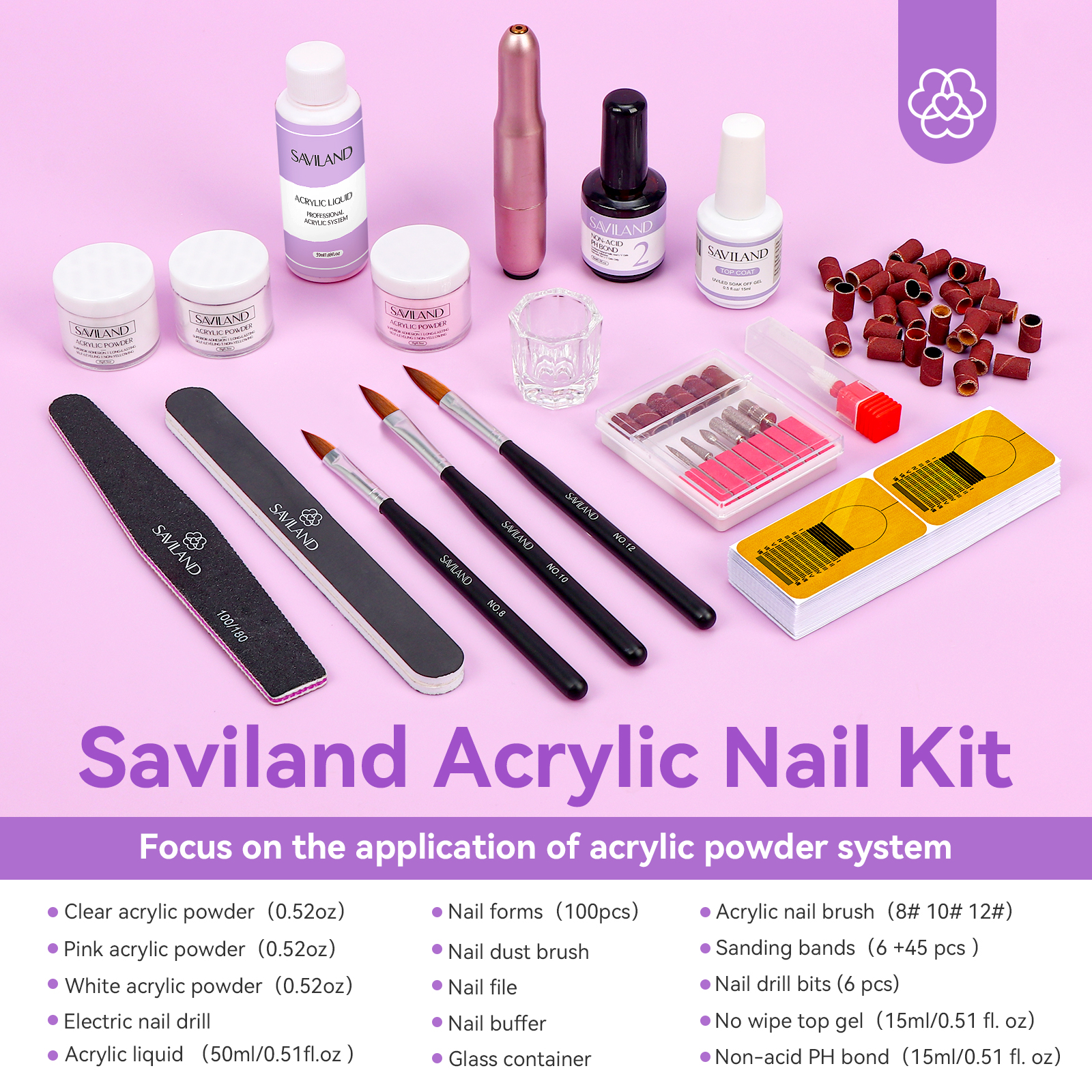 Saviland Acrylic Nail Kit with Drill for Beginners photo 2