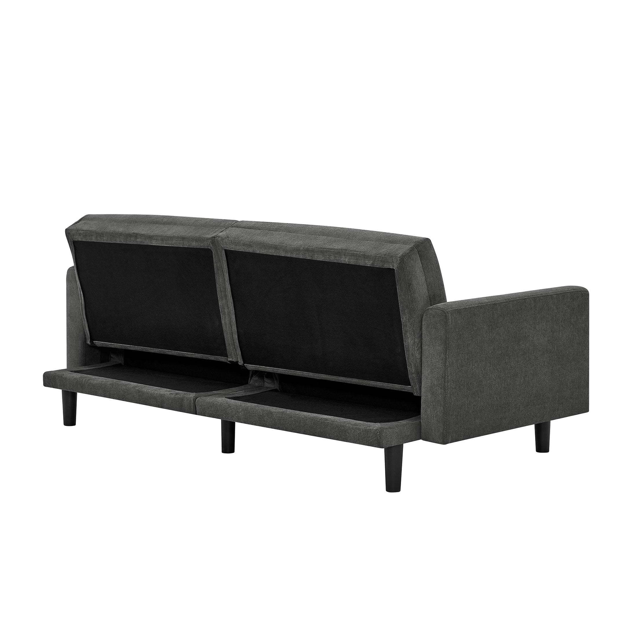 Mainstays Storage Futon with Underseat Storage, Charcoal Fabric