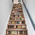 thumbnail image 2 of nipocaio 6PCS 3D Self Adhesive Vinyl Stair Risers Stickers Vinyl Stair Stickers for Home Office Bar Decor 100*18cm Inch Retro Library, 2 of 5