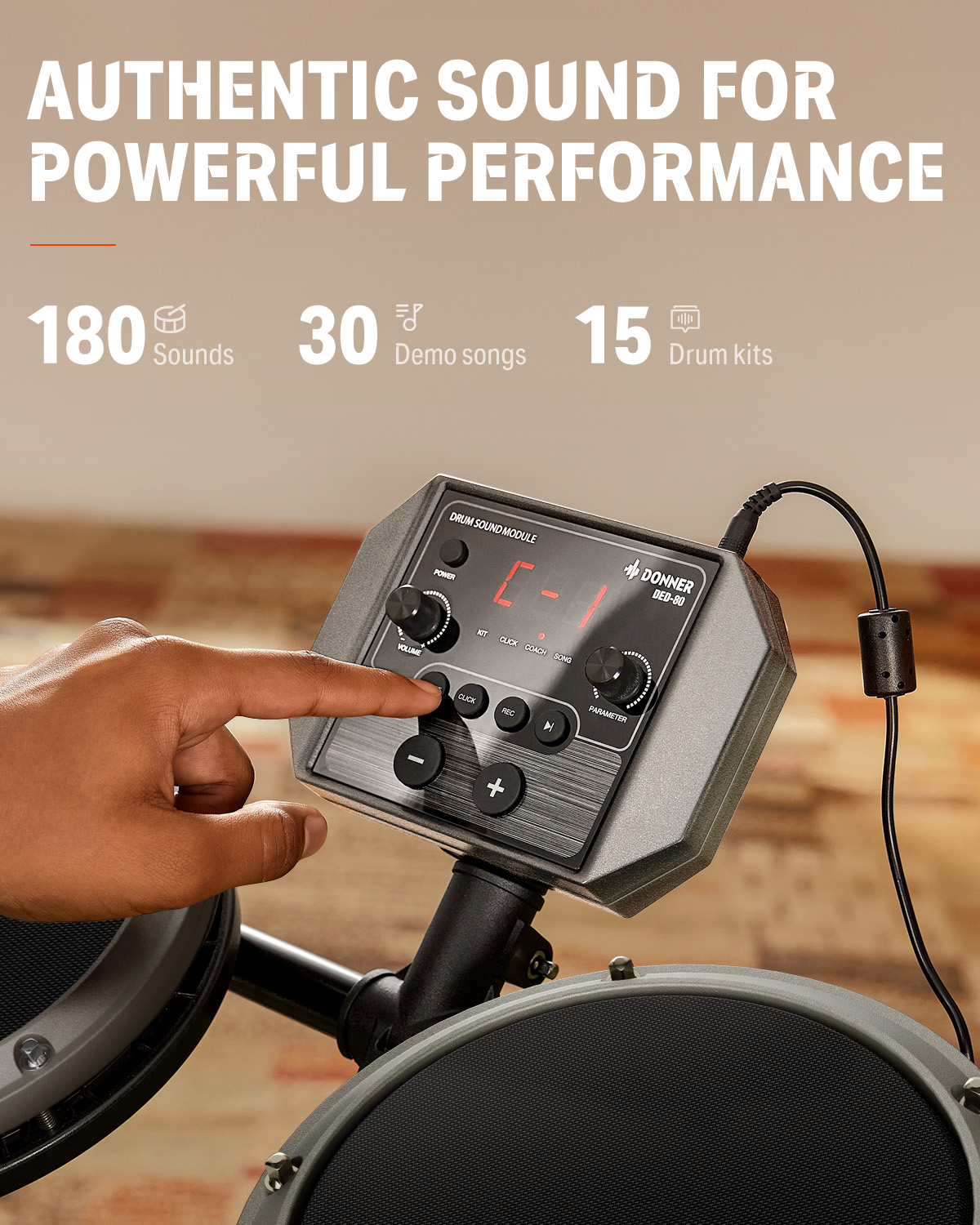 Donner DED-80 Electronic Drum Set with Mesh Pads photo 3