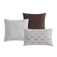 thumbnail image 6 of 11-Piece Nico Comforter Curtain Set Bedroom Bundle|Geometric Hexagon Rhomboid Parallelogram Embroidery Pintuck|Gray Taupe Brown|Queen Size, 6 of 7