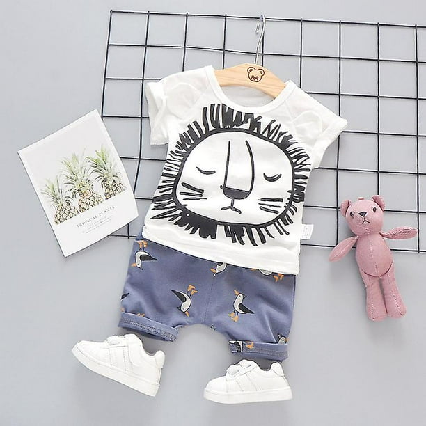 Conjunto de ropa de dibujos animados para bebés, niños y niñas, bonito traje de algodón de verano para niños de 1, 2 y 3 años, conjuntos de ropa para niños, camiseta y pantalones cortos CChocolate18M