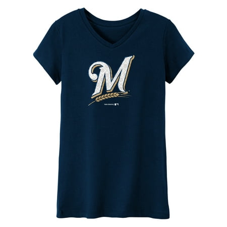 Milwaukee Brewers Bedding - MLB Milwaukee BREWERS TEE Short Sleeve Girls 50% Cotton 50% Polyester Team Color 7 - 16