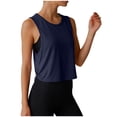 thumbnail image 6 of enyan Cotton Racerback Tank Tops for Women - Workout Athletic Casual Soft Scoop Neck Sleeveless Shirts Women Athletic Tops,Navy,XXL, 6 of 7