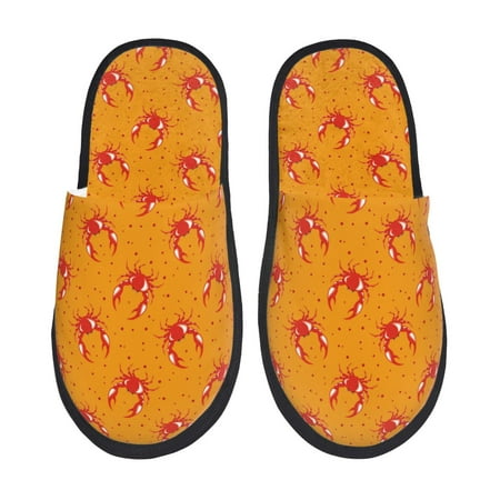 Balery Red Crab Slient Indoor Furry Fleece Comfort House Shoes Soft Non-Slip Home Shoes Cotton slippers House Slippers-- Large