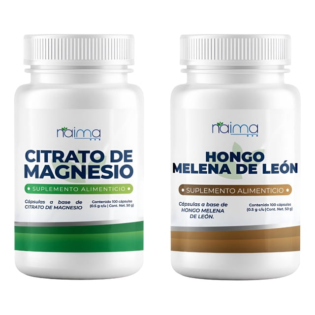 Citrato De Magnesio Y Melena De Leon 500mg - 100 Cáp C/u Sin Sabor