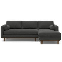 Simpli Home Morrison Mid Century Right Sectional 102 inch Wide Sofa Sectional in Charcoal Grey Tightly Woven Performance Fabric
