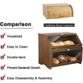 thumbnail image 3 of Double Layer Large Bread Box for Kitchen Counter, Wooden Large Capacity Bread Storage Bin (Brown), 3 of 12