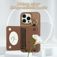 thumbnail image 3 of ELEHOLD Case for iPhone 13 Pro Max,Detachable Lanyard Crossbody Leather Wallet Case with Ring Holder & Mirror,Brown, 3 of 8