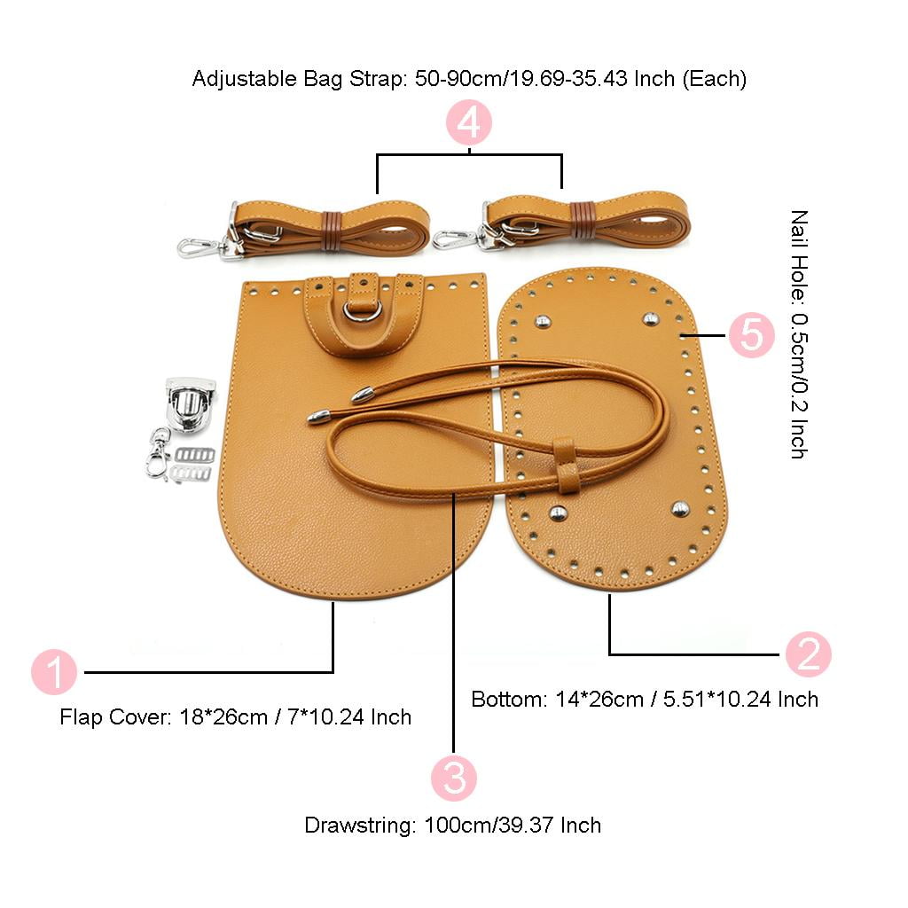 DIY Leather Knitting Bag Bottom Shaper Pad Drawstring Set for Bag Making Parts Brown