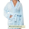thumbnail image 4 of PAVILIA Soft Plush Women Fleece Robe, Light Blue Cozy Bathrobe, Female Long Spa Robe, Warm Housecoat, Satin Waffle Trim, L/XL, 4 of 9