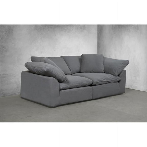 Cloud Puff Slipcovered Modular Sectional Sofa - Performance Gray 2 Piece