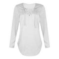 thumbnail image 4 of Lovebay Women's Long Sleeve V-Neck T-Shirt Tunic Tops Criss Cross Casual Blouse Shirts White L, 4 of 6