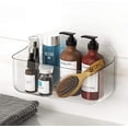 thumbnail image 1 of 1 piece of plastic wall-mounted storage rack shelf, wall/door kitchen, bathroom, cabinet, toilet, office, bedroom, craft room, no punch-transparent (single compartment-large), 1 of 7