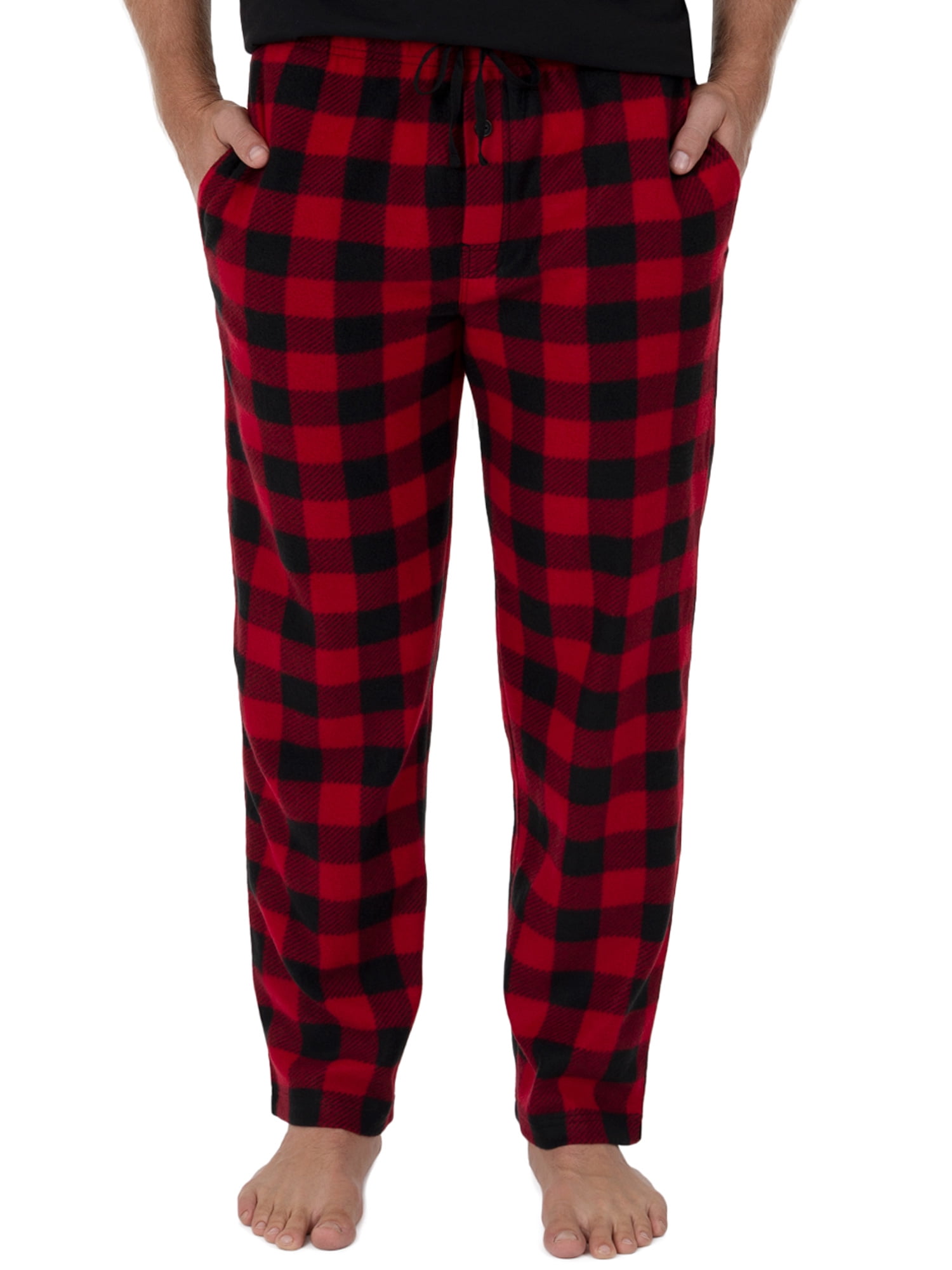 Fruit Of The Loom Men's Short Sleeve Crew Neck Top and Fleece Pajama Pant Set