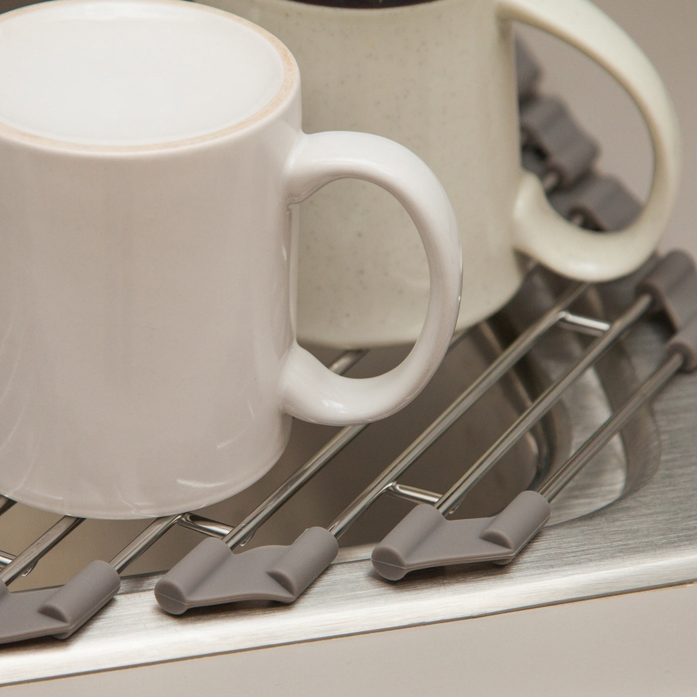 IRIS Wire Corner Foldable Dish Drying Rack in Sink, Silver