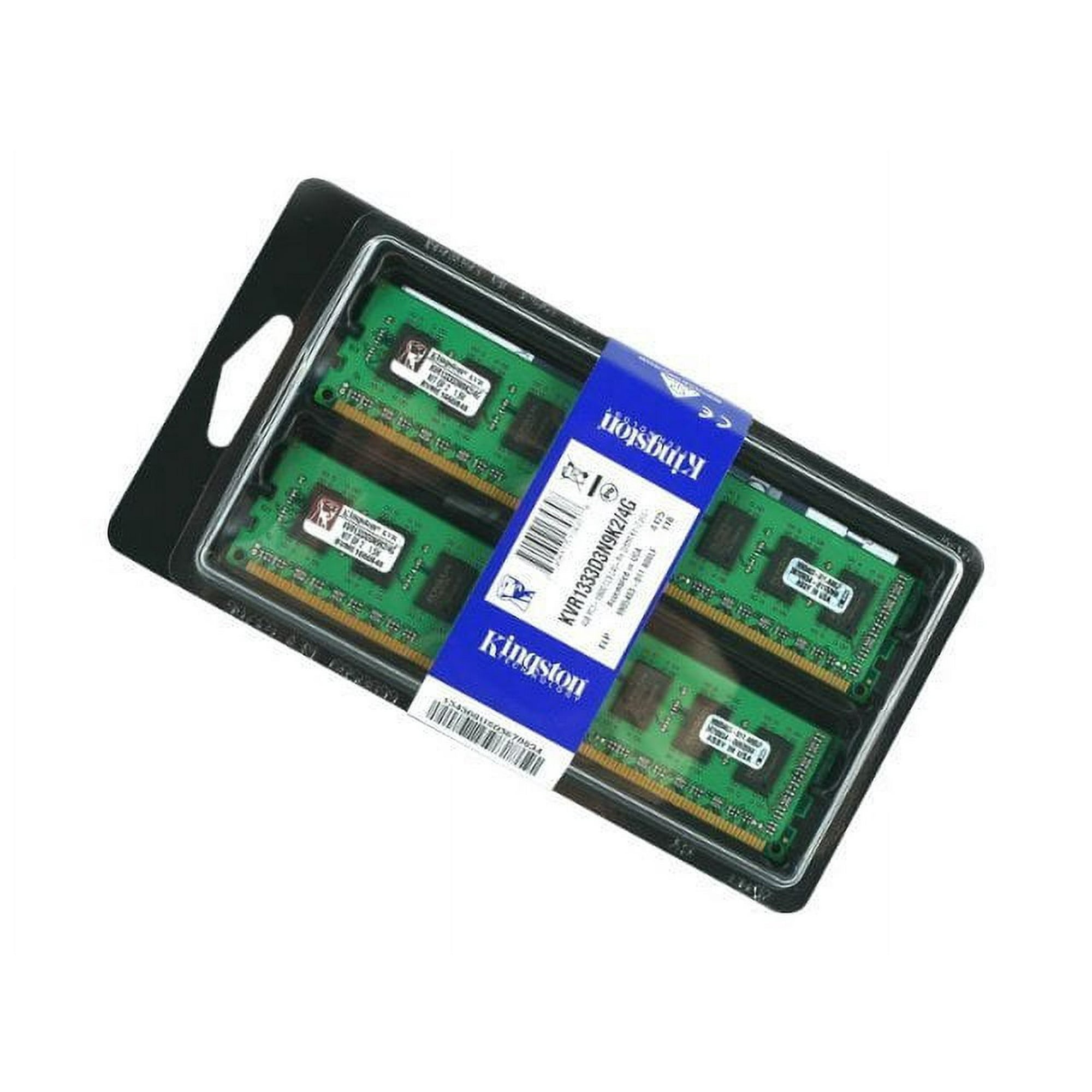 Kingston ValueRAM DDR3 kit 4 Go 2 x 2 Go DIMM 240 Broches 1333 MHz PC3 10600 CL9 1.5 V Sans Tampon non ECC