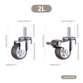 thumbnail image 4 of Para bancos de trabajo y muebles, juego de 4 ruedas giratorias de goma resistentes con freno (2 con freno y 2 sin freno), rosca M10, longitud de 25 mm, 4 of 5