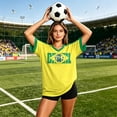 thumbnail image 6 of Y2K Aesthetic Soccer Jersey Tee for Women V-Neck Short Sleeve, Retro Football Fan Streetwear, Trendy Sporty Shirt for Game Day Party Casual Summer Outfit (Blue, XL), 6 of 6
