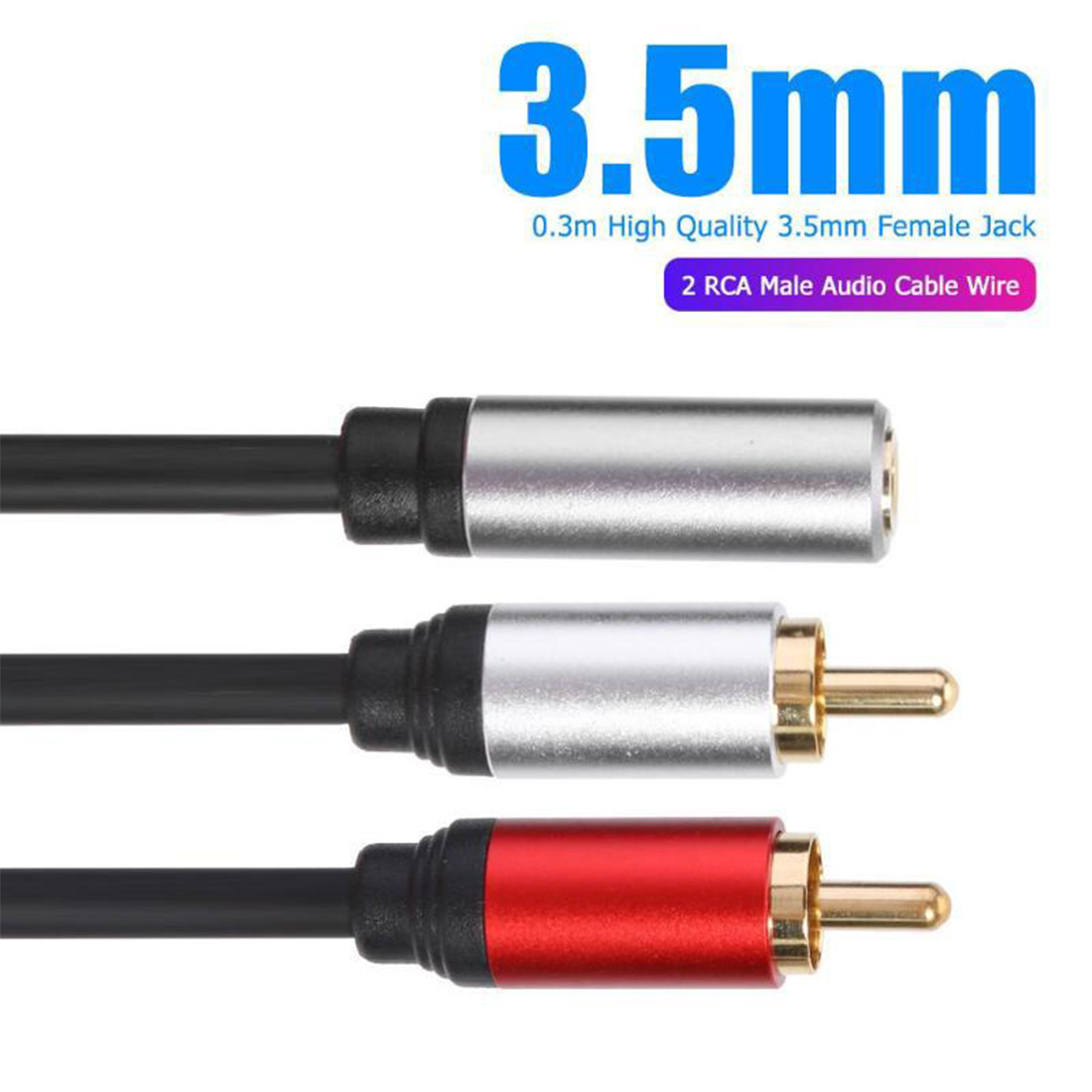 RCA Cable 2RCA Male to 3.5mm Female Audio Aux Cable 3.5mm Jack Rca Cable for MP3 Phone Home Theater DVD 2RCA Audio Cable - image 3 of 5