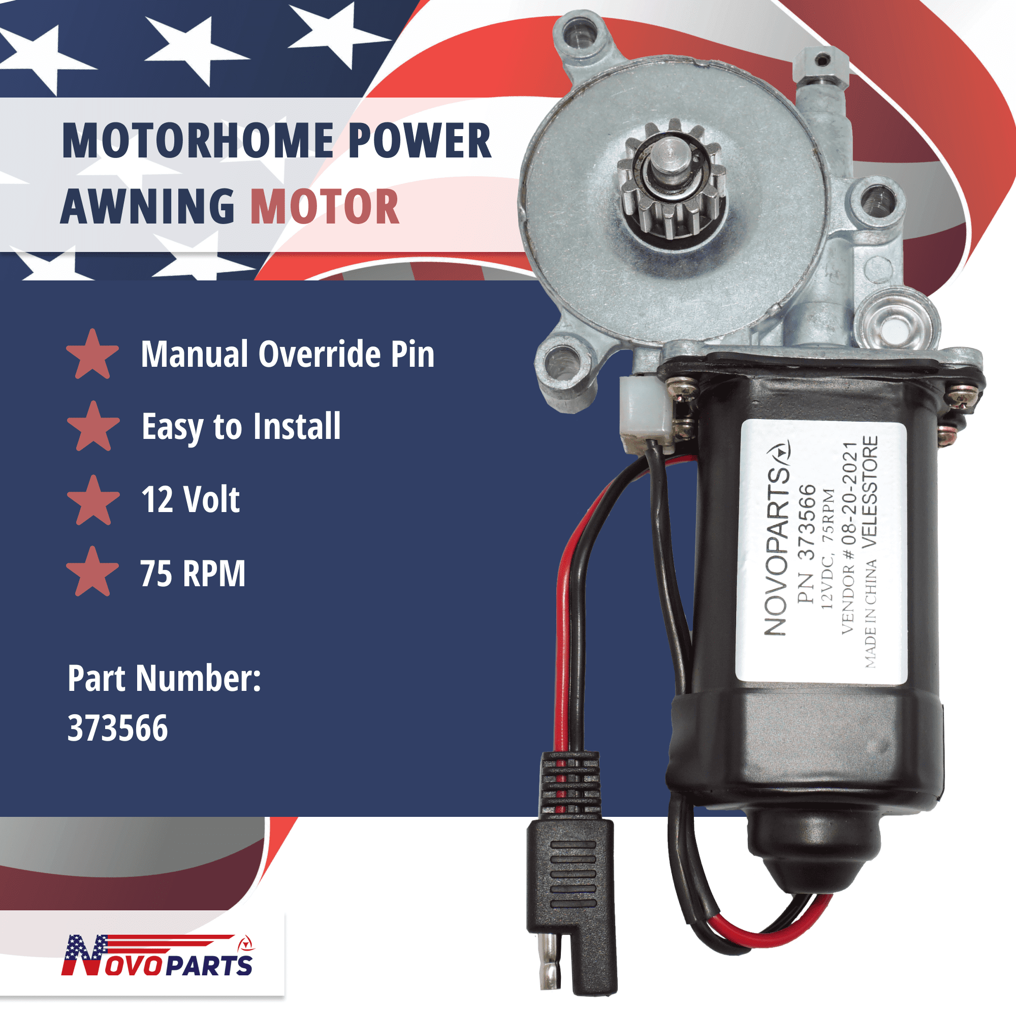 RV Motorhome Power Awning Replacement Motor 373566 Compatible with