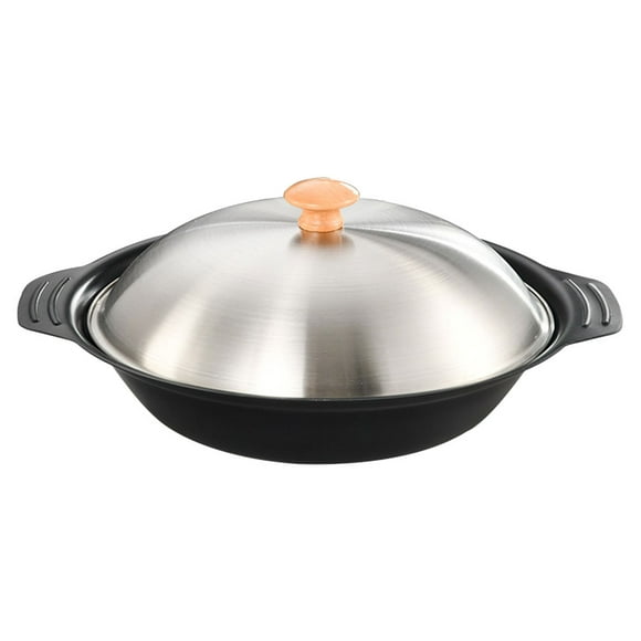 Iron Sukiyaki Hot Japanese Style Soup Pot Seafood Pot Pasta Pot with Lid Round Cooking Pot Cooking Wok Double Handle Cooking Pot