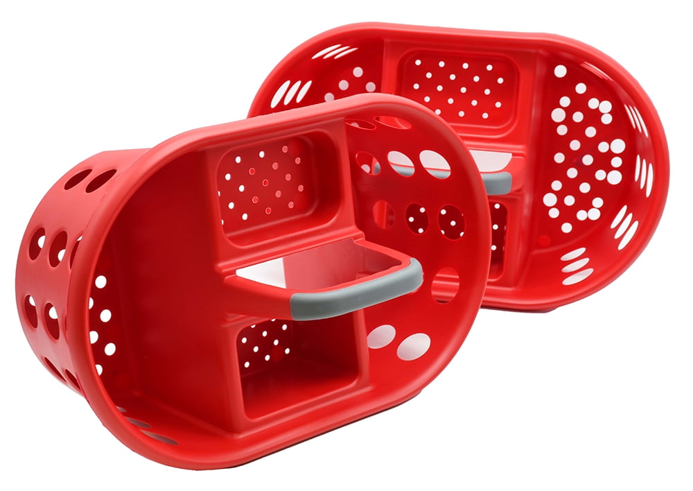 SimplyKleen Red Plastic Shower Caddy 2pcs Set with Handles for Bathroom Storage Organizer