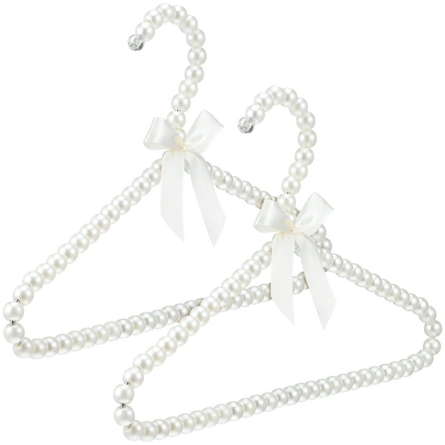 2pcs Kids Clothes Hangers Beaded Pearl Design for Closet Laundry and Drying