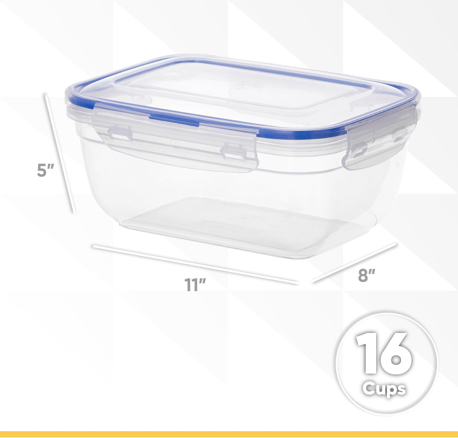Superio Sealed Food Storage Container, (2 Pack) 4.2 Qt, Airtight Leak Proof Meal Prep Containers, Rectangle Shape, Microwave and freezer safe, BPA-free Plastic (4, 4.2 Quart)