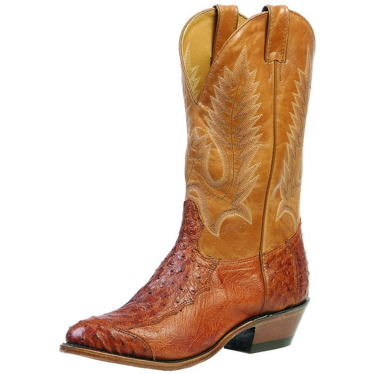 Boulet Western Boots Mens Cowboy Exotics Ostrich Smooth Brandy 1514