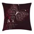 thumbnail image 1 of Romantic Throw Pillow Cushion Cover, Abstract Floral Heart Pattern with Butterfly Motif Romantic Illustration, Decorative Square Accent Pillow Case, 16 X 16 Inches, Maroon Red Beige, by Ambesonne, 1 of 2