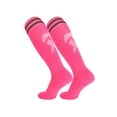 thumbnail image 2 of Ticikt Men's Knee-High Soccer Socks, Breathable Striped Long Athletic Socks for Sports,Hot Pink, 2 of 4