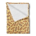 thumbnail image 2 of Hot Dog Soft Flannel Fleece Blanket, Continuous Pattern of Fast Food Delicious Bread Sausage and Mustard Print, Cozy Plush for Indoor and Outdoor Use, 50" x 60", Mustard and Almond, by Ambesonne, 2 of 5