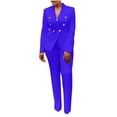 thumbnail image 1 of Tailleurs Pantalons pour Femmes Grande Taille Ensembles 2 Pcs pour Femmes Ensemble de Vêtements Femme Ensembles Blazer à Manches Longues Col à Revers Cranté Ensembles Tailleur d'Affaires Style Pantalon Cargo S_2 Survêtements pour Femmes Bleu P, 1 of 6