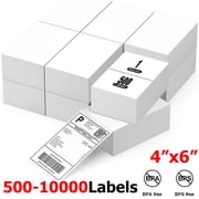 NefLaca 500Labels/Stack Fanfold Direct Thermal Shipping Labels 4"x6" Blank for Zebra and Rollo Printer 100Labels