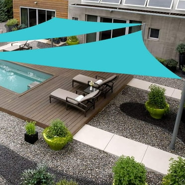 16' x 16' x 16' Turquoise Sun Shade Sail Canopy Awning for Patio Backyard Lawn Garden Outdoor Activities UV Block Mesh Netting,