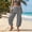 c01Gray, variant on Palazzo Harem Pants Women with Pockets Elastic Waist Pleated Wide Leg Cropped Pants Loose Adjustable Drawstring Side Slit Lounge Pants Blue XXL