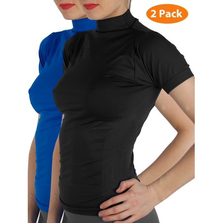 Download AllyCat - 2 Pack Women Short Sleeves Mock Neck Turtleneck ...