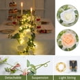 thumbnail image 4 of 3FT Artificial Eucalyptus Garland with Flowers, Rose Vine Flower Garland with 3.Ft String Lights, Silk White Rose Garland Faux Floral Garland for Table, Wedding, Wall Decor, 4 of 5