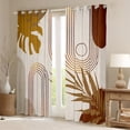 thumbnail image 2 of Homewish Retro Geometric Circle Curtains Pack of 2 (42x84 Each),Tropical Botanical Plam Curtains Blackout,Beige Brown Bedroom Curtains For Girls Boys,Super Cozy Room Decor, 2 of 6