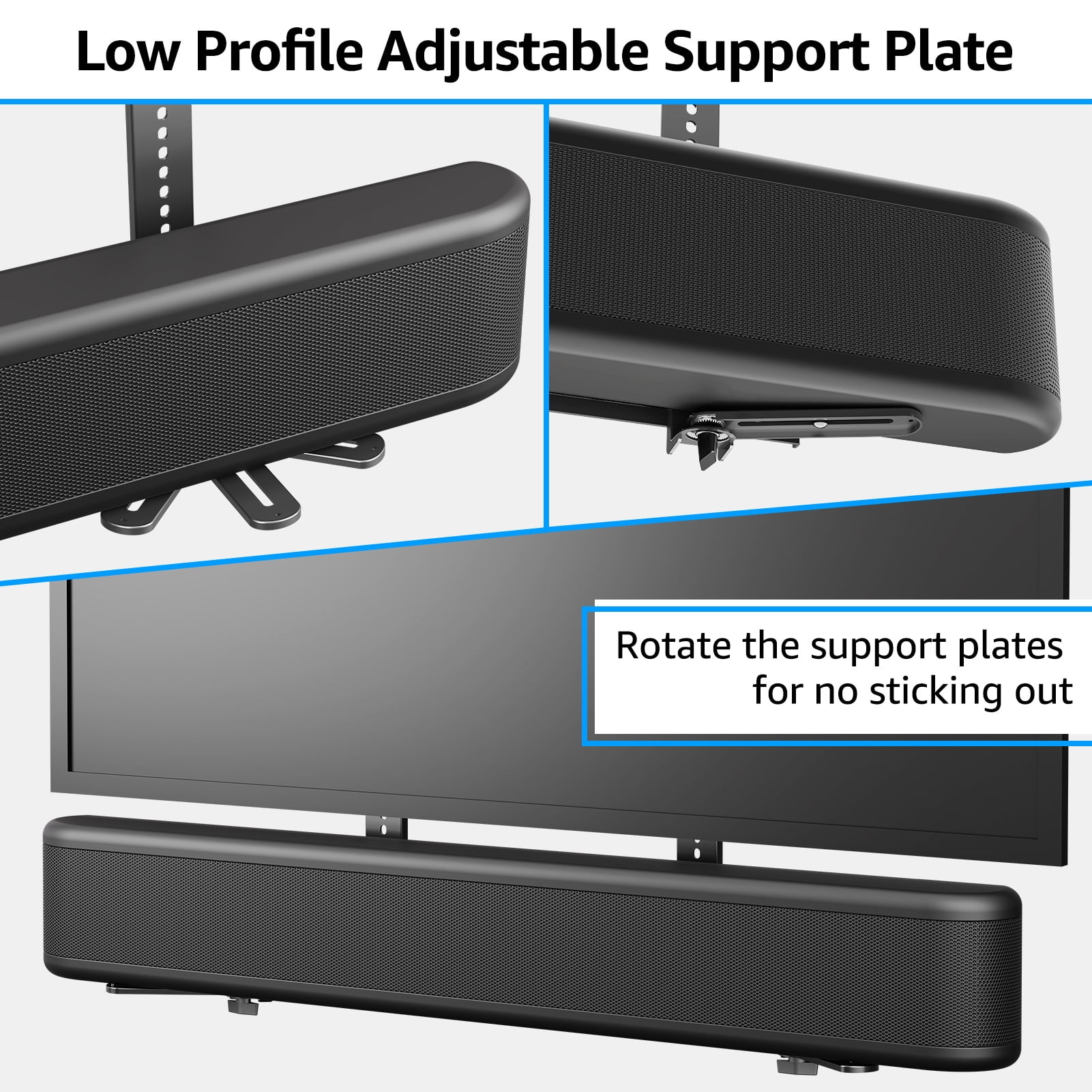 MOUNT PRO Universal Soundbar Mount, Sound Bar TV Bracket with 31.5" Longer Bracket Mounting Above or Under TV for Large TV, 6.5" Holder Swivel to Fit Various Soundbar, Up to 20 LBS