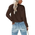 thumbnail image 2 of Langwyqu Womens Solid Color Long Sleeve T-Shirts Casual Cropped Tops, 2 of 2