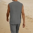 thumbnail image 5 of Mens 100% Cotton Linen Tank Tops Sleeveless T Shirts V Neck Loose Casual Summer Beach Basic Tank Shirts Gray, 5 of 7