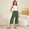 thumbnail image 2 of BOOMNY Girl's Baggy Capri Pants Wide Leg Jogger Pants for Kids Trendy Elastic Waist Solid Lightweight Trousers With Pockets, 2 of 7