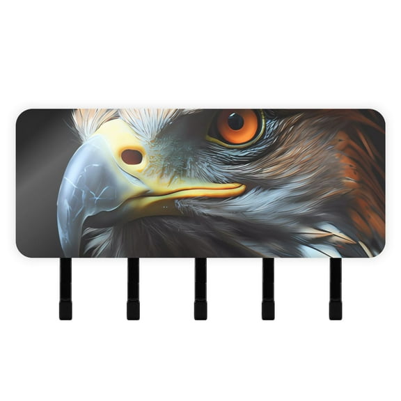 Eagle Face Front Mail Holder Organizer Wall Mount with Shelf Key Holder Key Rack with 5 Key Hooks for Wall Decorative