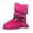 Pink, variant on Womens Winter Plush Boots Trendy Buckle Strappy Round Toe Comfy Warm Short Outdoor Indoor Flat Shoes Mid Calf Booties