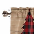 thumbnail image 5 of Christmas Tree Kitchen Curtains and Valances Set, Red Black Plaid Wood Stripes Texture Rod Pocket Window Valance 18 Inch Window Curtain Panels for Living Room Bedroom Laundry, 27.5x24in, 3 Pieces, 5 of 7