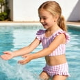 thumbnail image 5 of Lanbubble Girls Ruffle Tankini Swimsuit High Waisted 2 Piece Bathing Suit Beach Swimwear For Toddler Girl 4-5 Years, 5 of 8
